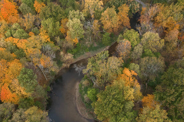 Autumn Art Print featuring the photograph Winding Clinton River in Autumn AR10584 by Mark Graf