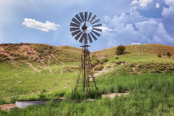 Nebraska Sandhills Art Print featuring the photograph Windmill - Nebraska Sandhills by Susan Rissi Tregoning