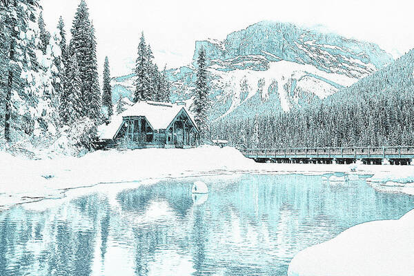 Mountain House Art Print featuring the mixed media Winter Morning in the Mountain House by Alex Mir
