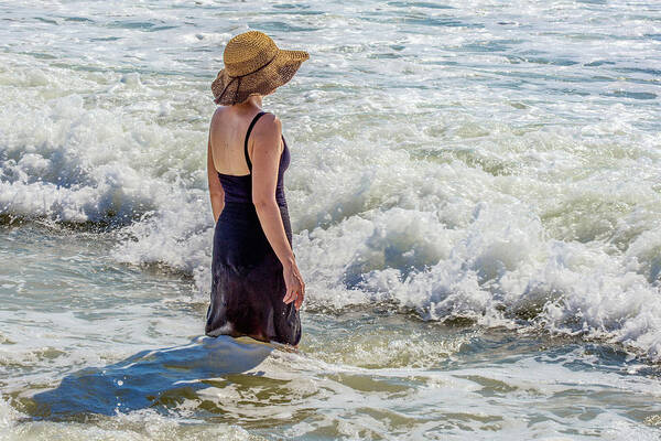 Beach Art Print featuring the photograph Woman in The Waves by WAZgriffin Digital