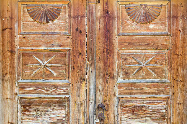 Brown Art Print featuring the photograph Patterns on wooden door by Viktor Wallon-Hars