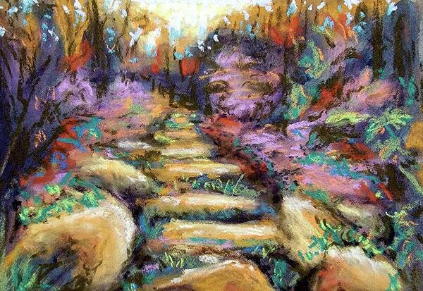  Art Print featuring the painting Woodland Steps by Sharon Bechtold