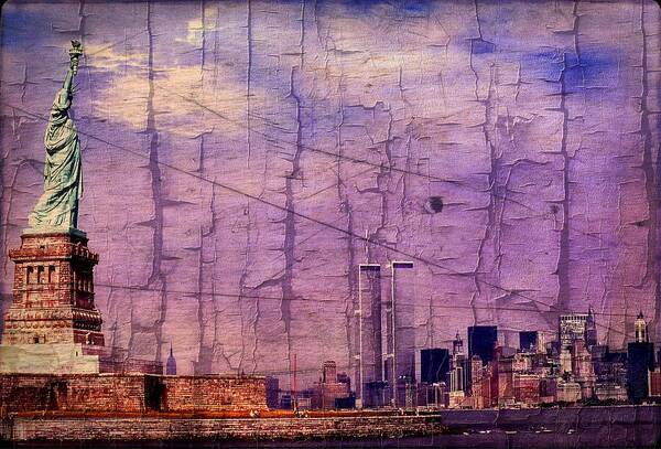 Wtc Art Print featuring the digital art World Trade Center Twin Towers and the Statue of Liberty by Russ Considine