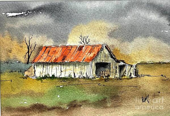 Old Barn And Shed. Watercolor Art Print featuring the painting Worn out by William Renzulli