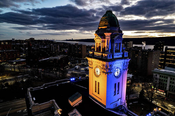 City Hall Art Print featuring the photograph Yonkers City Hall Sunset by Kevin Suttlehan