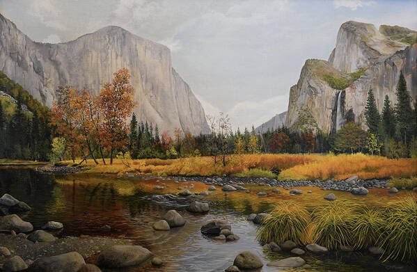 Yosemite Art Print featuring the painting Autumn in Yosemite by Charles Owens