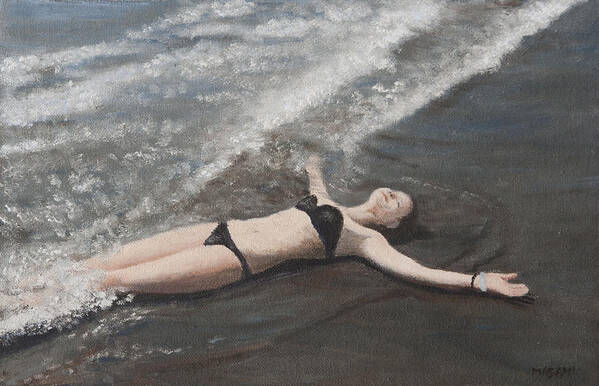Beach Art Print featuring the painting Beach fun #1 by Masami Iida