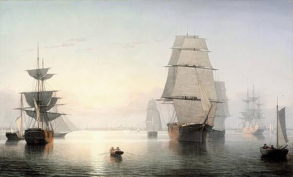 Fitz Henry Lane Art Print featuring the painting Boston Harbor Sunset #1 by Fitz Henry Lane