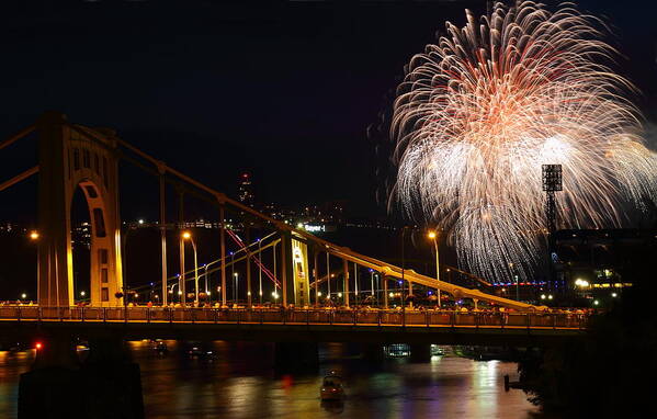 Pittsburgh Art Print featuring the photograph July 4th Fireworks in Pittsburgh #1 by Jetson Nguyen