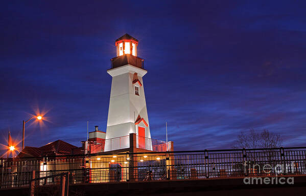 Lighthouse Art Print featuring the photograph Lighthouse at Night #1 by Charline Xia