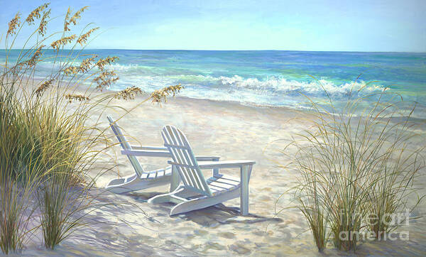Beaches Art Print featuring the painting View for two. by Laurie Snow Hein