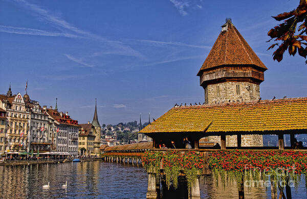 Switzerland Art Print featuring the photograph Famous Kapelbrucke Bridge Called Chapel #2 by Bill Bachmann