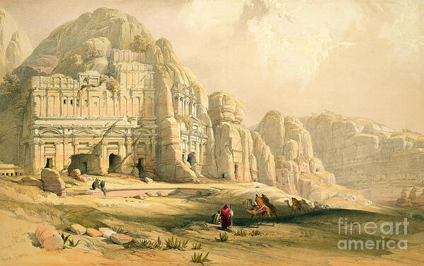 Landscape Art Print featuring the painting Petra, March 8th 1839, plate 96 from Volume III of The Holy Land by David Roberts