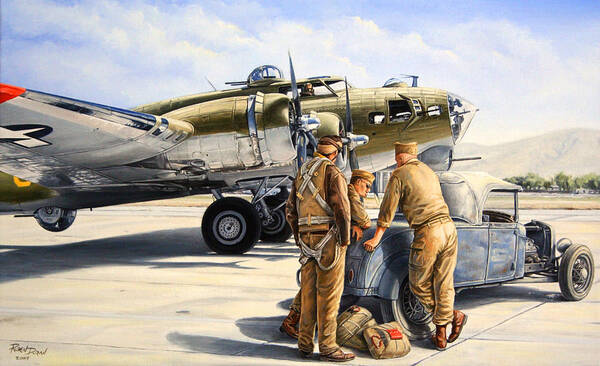 Hot Rod Art Print featuring the painting The Gunners by Ruben Duran