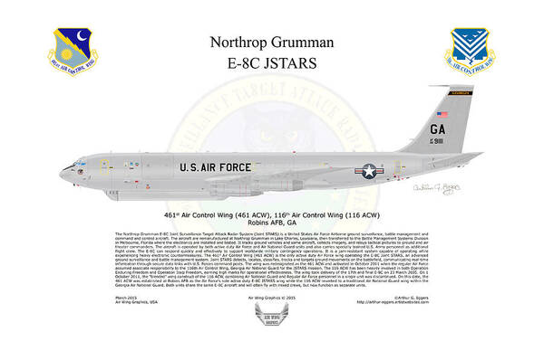Northrop Grumman Art Print featuring the digital art Northrop Grumman E-8C JSTARS #8 by Arthur Eggers