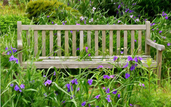 Bench Art Print featuring the photograph A Bench For The Flowers by Gary Slawsky