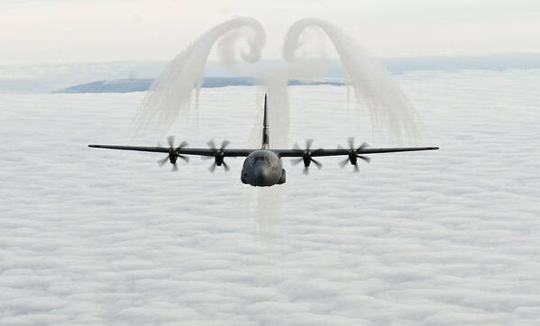 C 130 Art Print featuring the photograph A U.S. Air Force C-130J Hercules cargo aircraft by Celestial Images