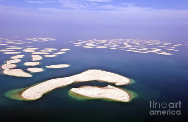 U.a.e. Art Print featuring the photograph Aerial Of Downtown Dubai Islands by Bill Bachmann