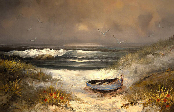 Seascape Art Print featuring the painting After The Storm Passed by Sandi OReilly