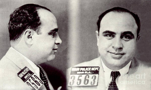 Al Capone Mugshot Art Print featuring the photograph Al Capone Mugshot by Jon Neidert