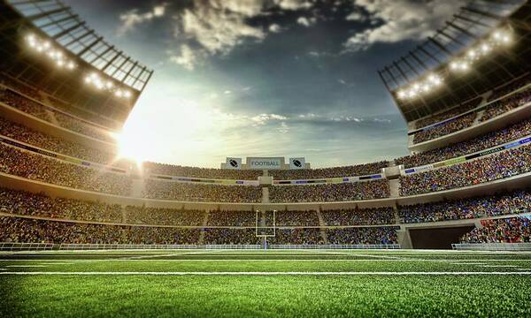 Empty Art Print featuring the photograph American Football Stadium by Dmytro Aksonov