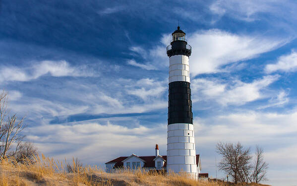 Big Sable Point Lighthouse Art Print featuring the photograph Big Sable Point Lighthouse Standing Guard by Joe Holley