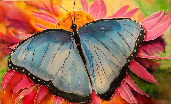 Butterfly Art Print featuring the painting Blue Beauty by Beverly Johnson