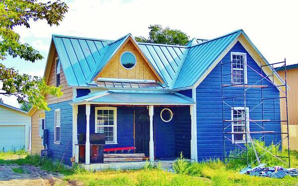 Blue House Art Print featuring the photograph Blue House by Larry Campbell