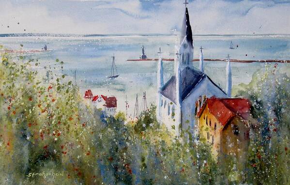 Mackinac Island Art Print featuring the painting Bluff View St. Annes Mackinac Island by Sandra Strohschein