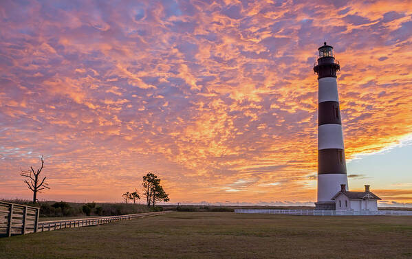 Outer Banks Art Print featuring the photograph Bodie Island Lighthouse at Sunrise by Photographic Arts And Design Studio