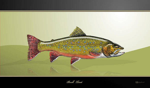 'fishing Corner' Collection By Serge Averbukh Art Print featuring the digital art Brook Trout by Serge Averbukh