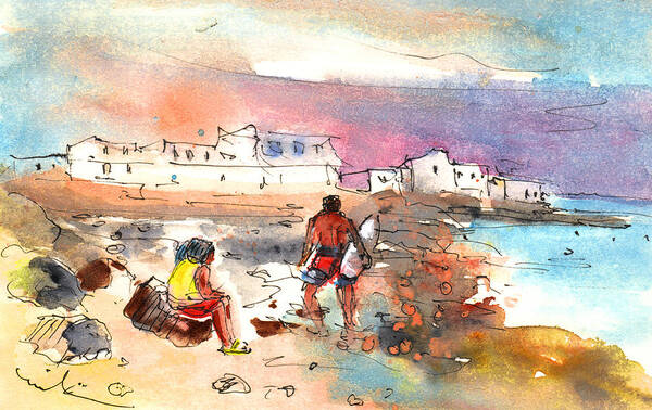 Travel Art Print featuring the painting Caleta de Famara 01 by Miki De Goodaboom