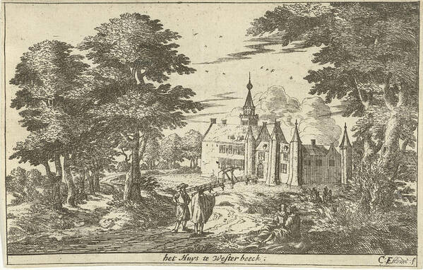 Landscape Art Print featuring the drawing Castle Westerbeek, Cornelis Elandts by Cornelis Elandts