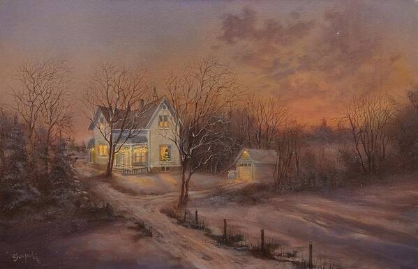  Christmas Art Print featuring the painting Christmas at the Farm by Tom Shropshire