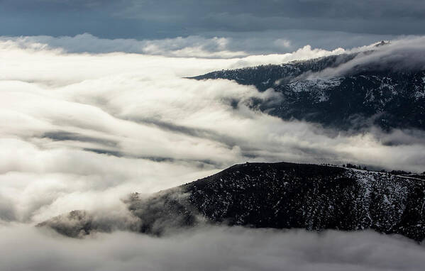 Snowcapped Mountain Art Print featuring the photograph Clouds Roll In And Out Of Valleys by Ben Girardi