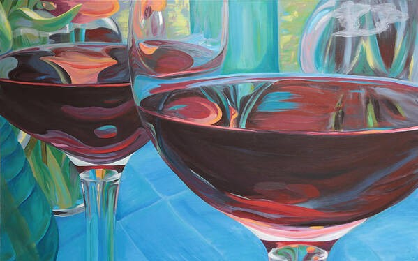 Wine Art Print featuring the painting Color Flow by Trina Teele