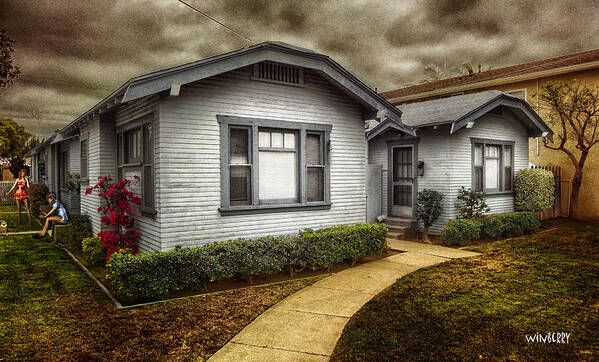 Long Beach Art Print featuring the digital art Cottage Row no1 by Bob Winberry