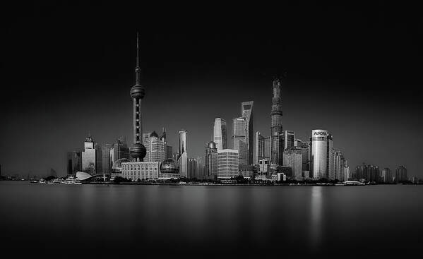 Low Key Art Print featuring the photograph Dark Pudong by Stefan Schilbe