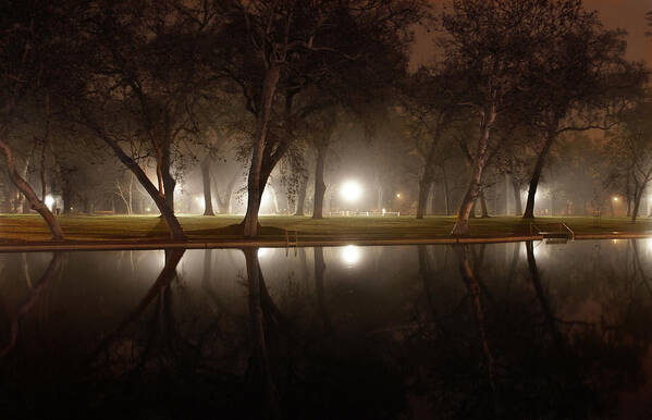 Dawn Art Print featuring the photograph Dawn Mist Rising at Sycamore Pool by Abram House