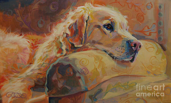 Golden Retriever Art Print featuring the painting Daydream by Kimberly Santini