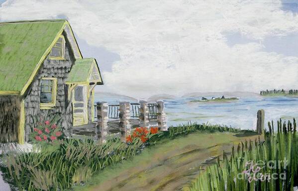 Cliff Island Art Print featuring the pastel DayLillies by Francois Lamothe