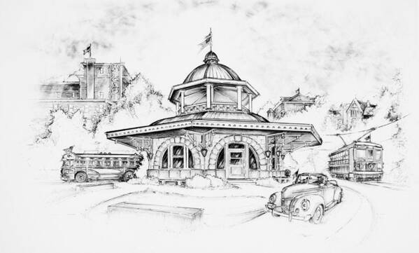 Decatur Transfer House Art Print featuring the drawing Decatur Transfer House by Scott and Dixie Wiley