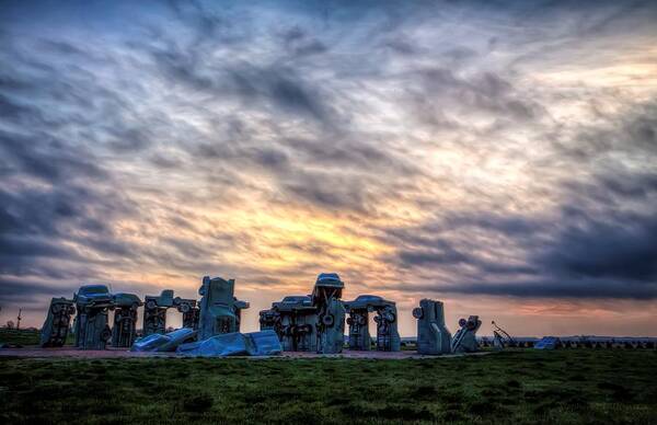 Carhenge Art Print featuring the photograph Drifting Clouds of the Morning by Steve Sullivan