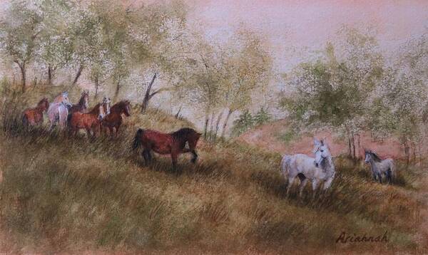 Horses Art Print featuring the painting Exiled from the herd by Ursula Brozovich