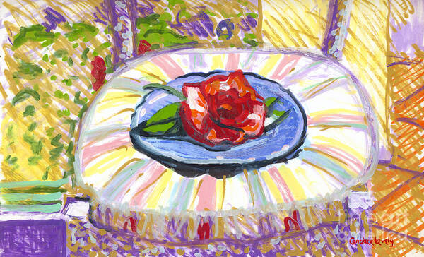 Flowers Art Print featuring the painting Flower on Chair by Candace Lovely
