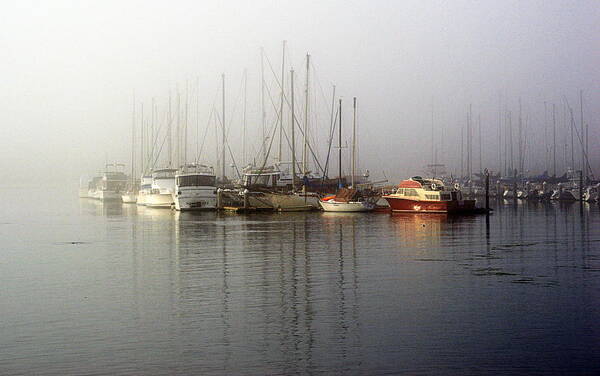 Scenic Art Print featuring the photograph Fog Light in the Harbor by AJ Schibig