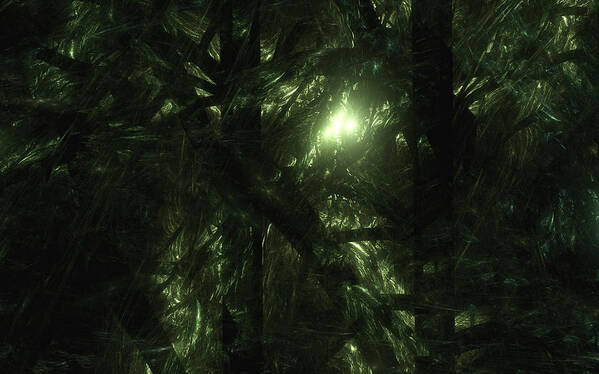 Fractal. Forest Art Print featuring the digital art Forest Light by Gary Blackman