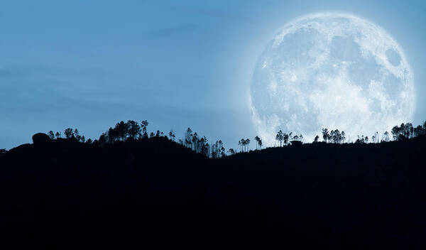 Scenics Art Print featuring the photograph Full Moon Over The Hills by Rui Almeida Fotografia