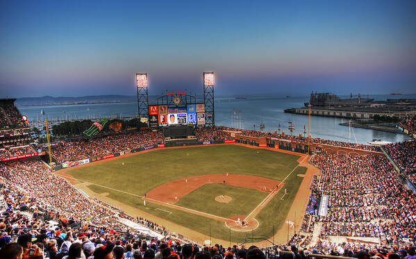 Giants Stadium Art Print featuring the photograph Giants Ballpark at Night by Shawn Everhart