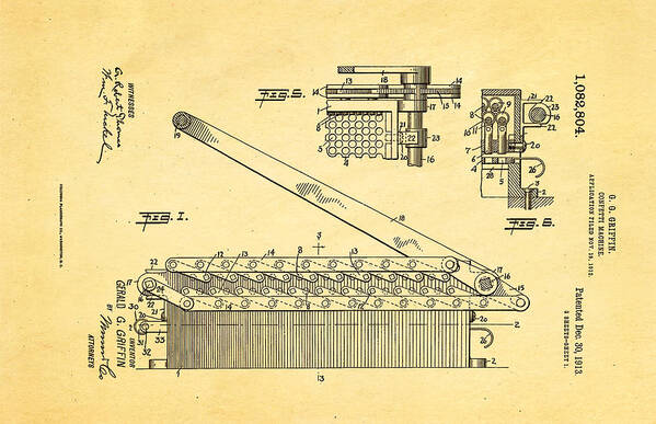 Crafts Art Print featuring the photograph Griffin Confetti Maker Patent Art 1913 by Ian Monk
